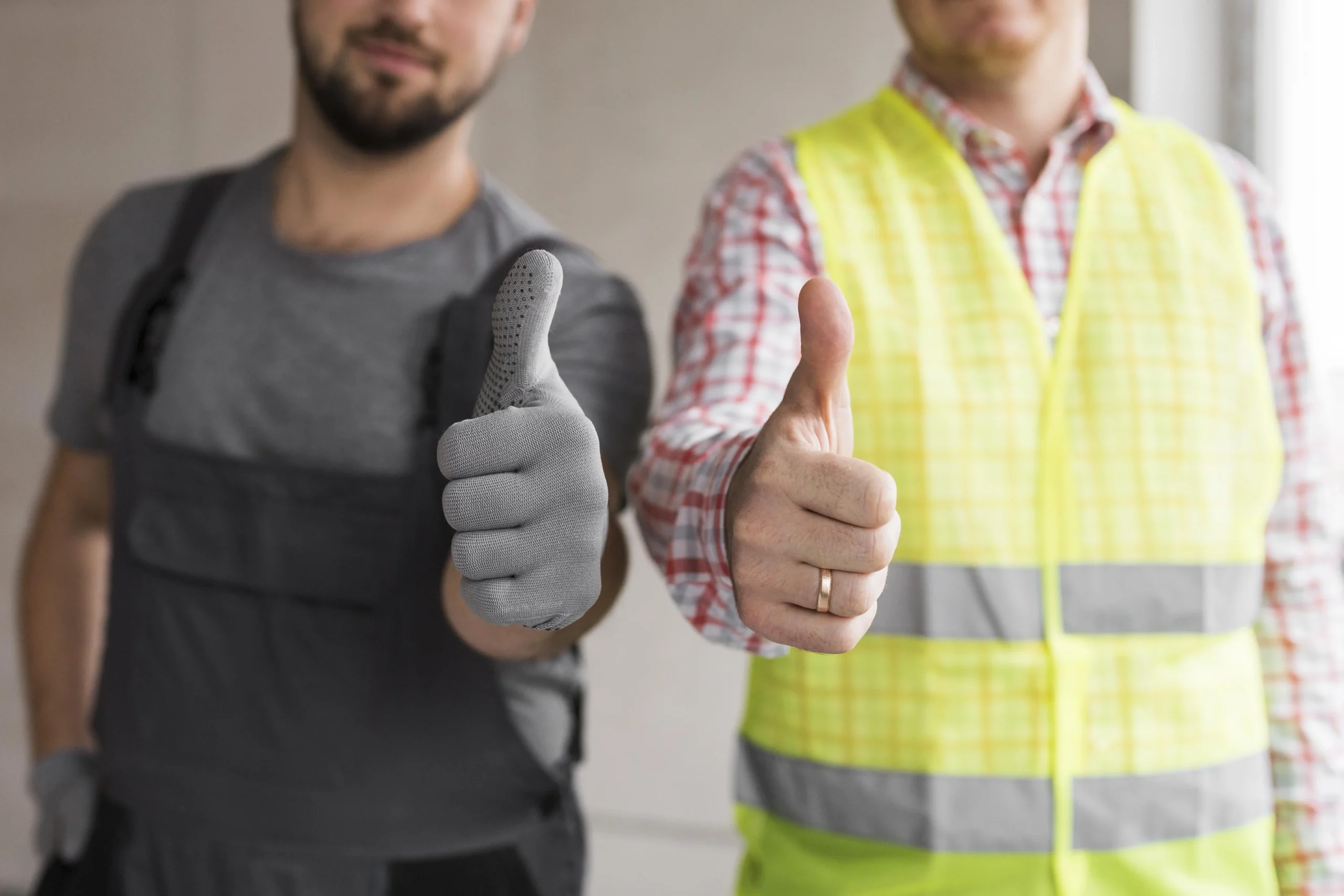 Profesionales industriales mostrando conformidad y compromiso con la calidad en Suministros Arsam