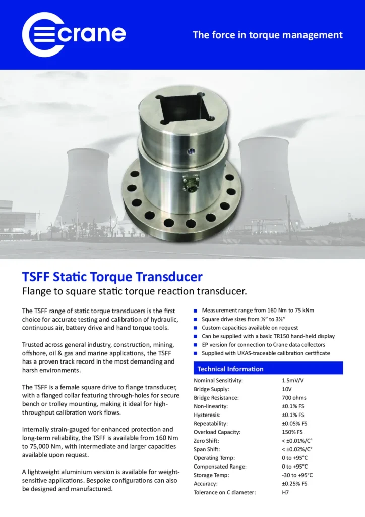 TSFF – Transductores de par estáticos con cuadradillo hembra